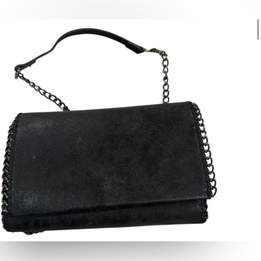 Chelsea 28  crossbody clutch black shimmer metallic removal strap bag